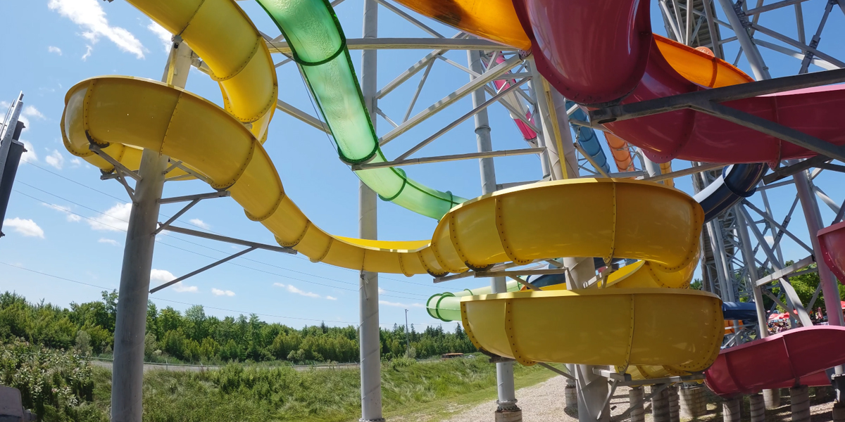 yellow-mellow Boy shooting down speed slide