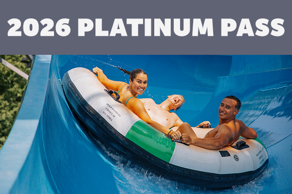 2026 Platinum Riders zooming down on raft slide