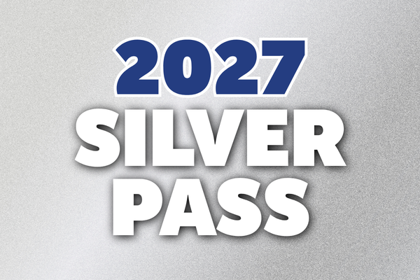 Silver English Man and woman on mat racer water slide